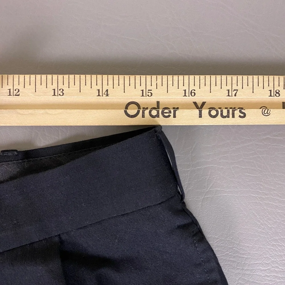 Dress Pants Men's 34x29 Black Pleated Trousers Cuffed Hem Relaxed Fit No Brand‎